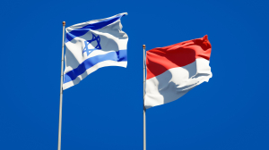 beautiful-national-state-flags-israel-indonesia-together-blue-sky-e1640254730661
