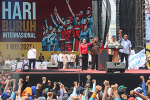 Hari Buruh Prabowo - image source: Katadata.co.id/Fauza Syahputra