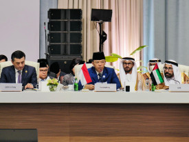 Sugiono at OIC summit. image source: Kemlu